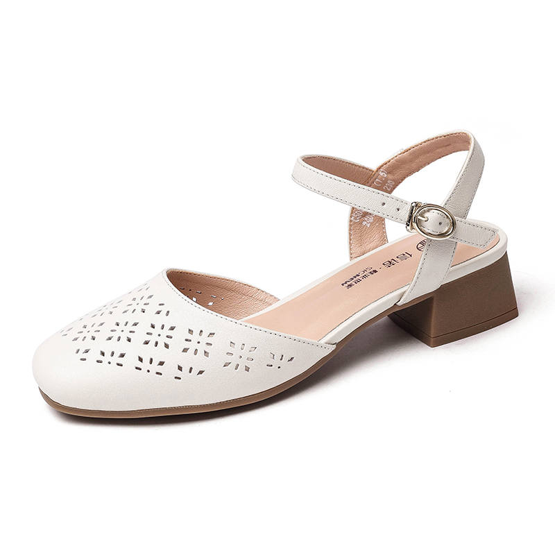 XINNUO Cow Leather Chunky Heel High Heels 3.3cm Women's