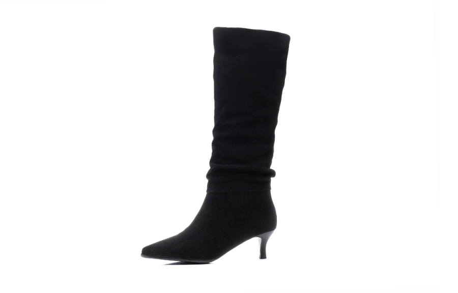 VEDULLAR Cow Split Leather Minimalist Style Elegance Fleece Lined Knee high Boots 5.5cm Women's