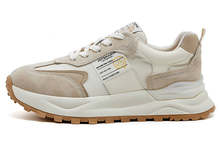 Joy&Mario Leather Low top Sports Casual Shoes Women's Beige