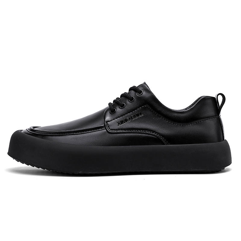 XIMO BULL Casual Leather Shoes Men's Low Top Black