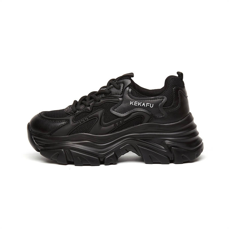 KEKAFU Chunky Sneakers Women's Low Top Black/Beige