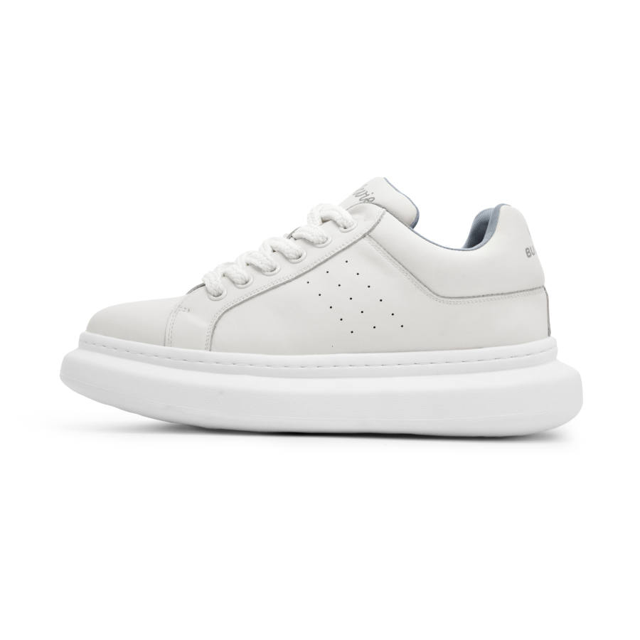BULLKVIE Cow Leather Slip Resistant Abrasion Resistant Low top Skateboard Shoes Unisex White