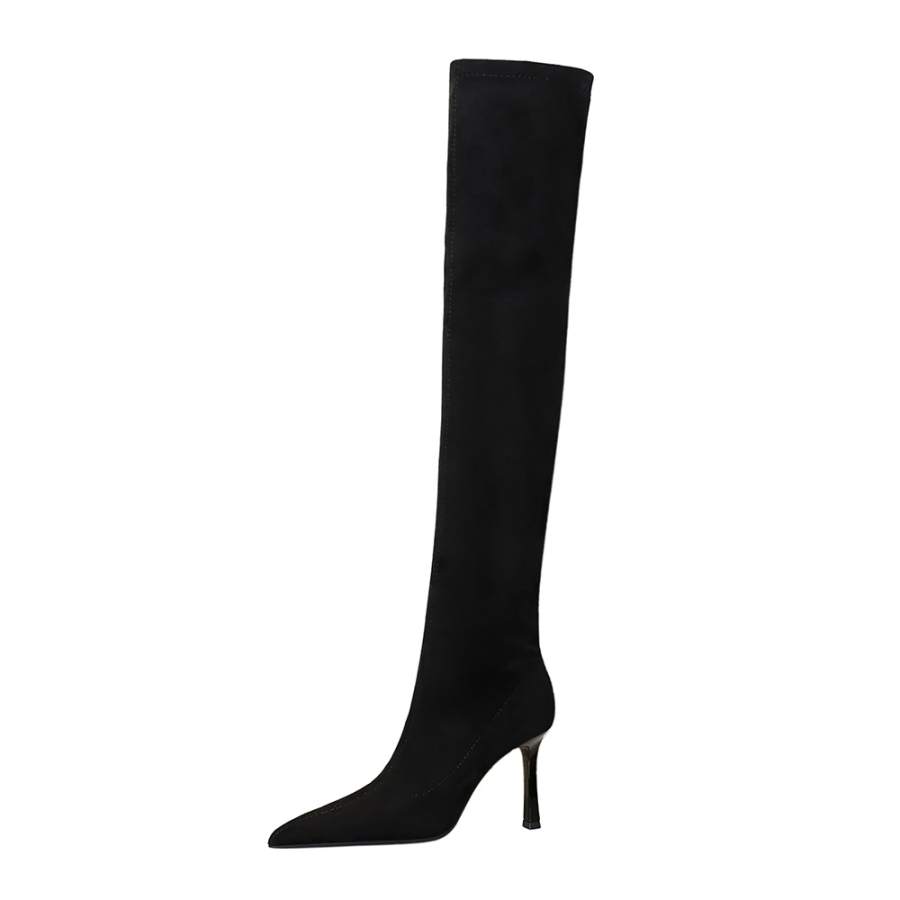 QITUMAUL Suede Over the knee Boots 9.5cm Women's Black