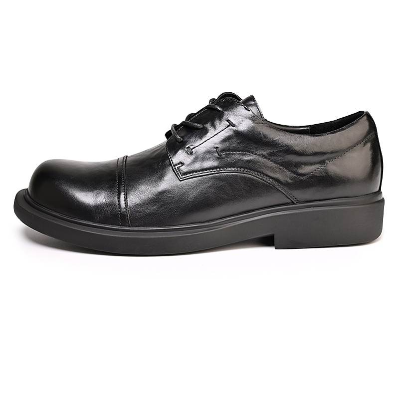 Brounvanm Top Grain Cow Leather Casual Shoes Men's Black