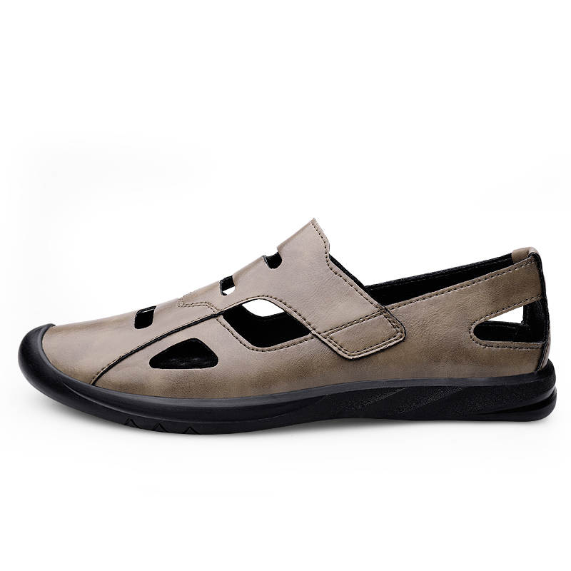 YINGLUNQISHI Top Grain Cow Leather Casual Shoes Men's Khaki