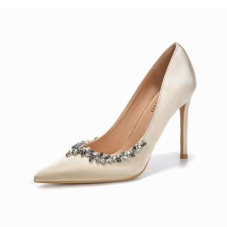 MIZAIJIA Silk High Heels Women's Apricot