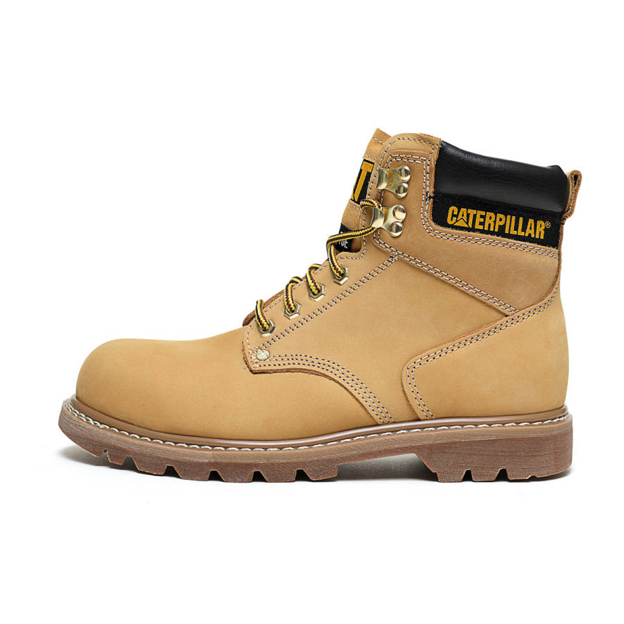 CAT CAT Cow Leather Short Combat Boots Men's Yellow