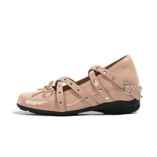 LAOMIAO Cow Split Leather Mary Jane Shoes Women's Nude