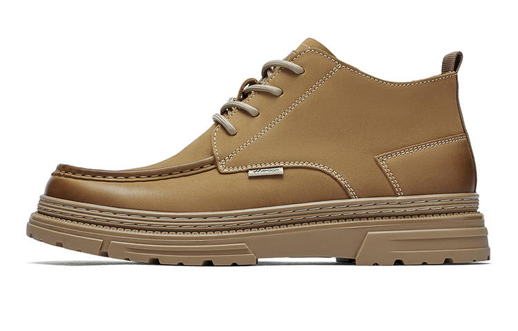 HARSON HARSON Leather Short Mid Calf Combat Boots Men's