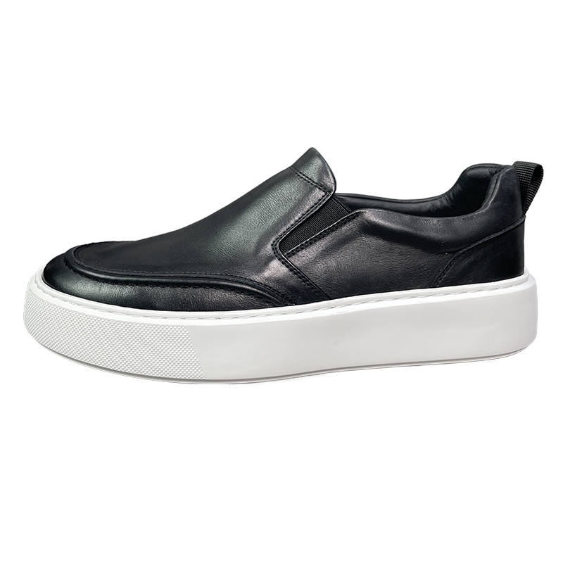 TAIDIAN Top Grain Cow Leather Abrasion Resistant Abrasion Resistant Low top Skateboard Shoes Men's Black