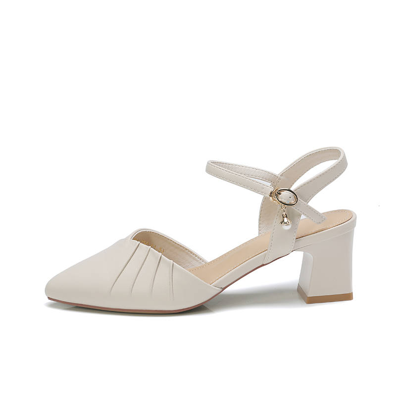 TOMAY TOMAY Leather Block Heel High Heels 6CM Women's