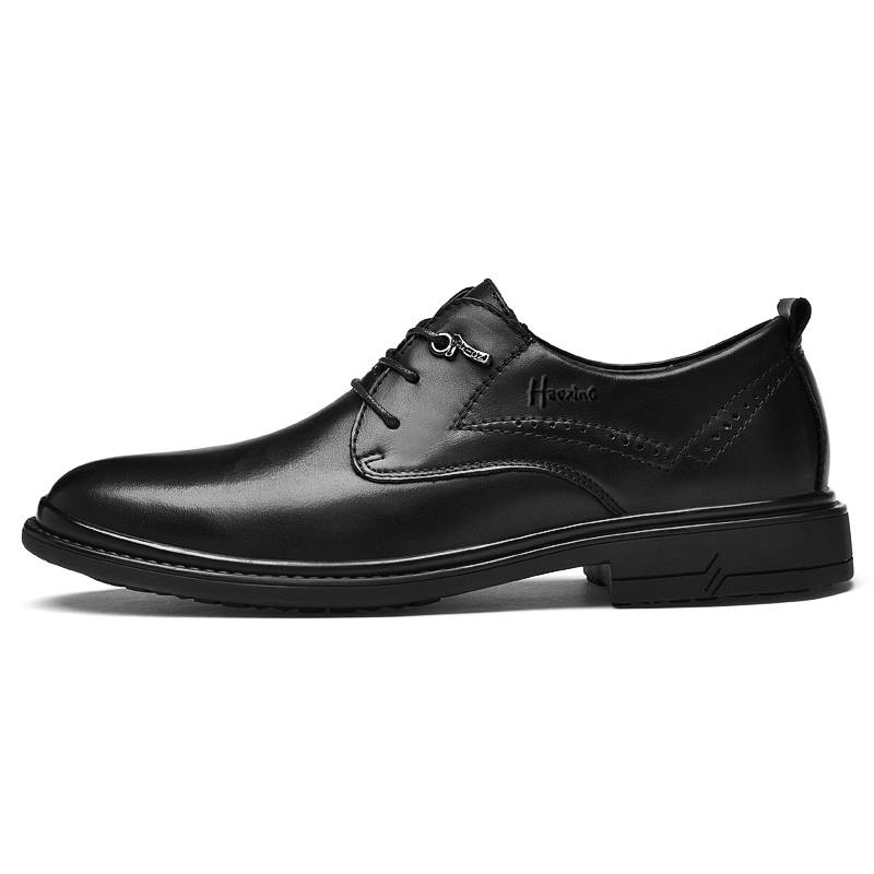 HAOXING Top Grain Cow Leather Dress Shoes Men's Black