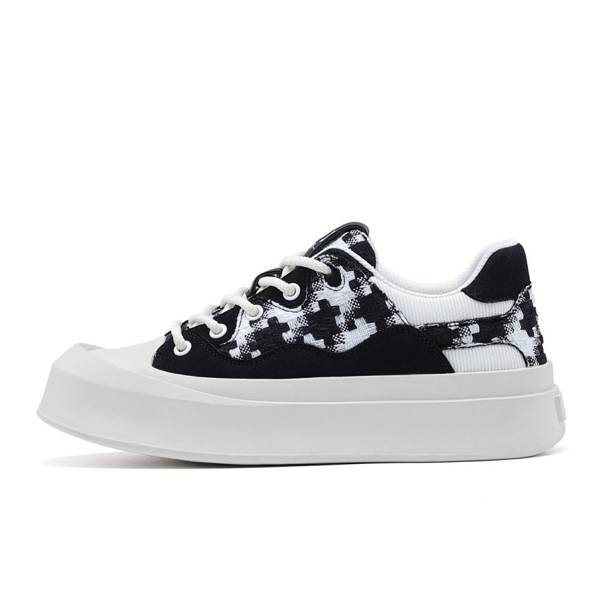 JOSINY Fabric Cushioning Abrasion Resistant Lightweight Height Increasing Low top Skateboard Shoes Men's Black