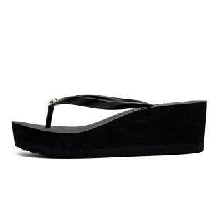 STEVESAM Rubber Sole Abrasion Resistant Slip Resistant Abrasion Resistant Slip Resistant Flip Flops Women's Black