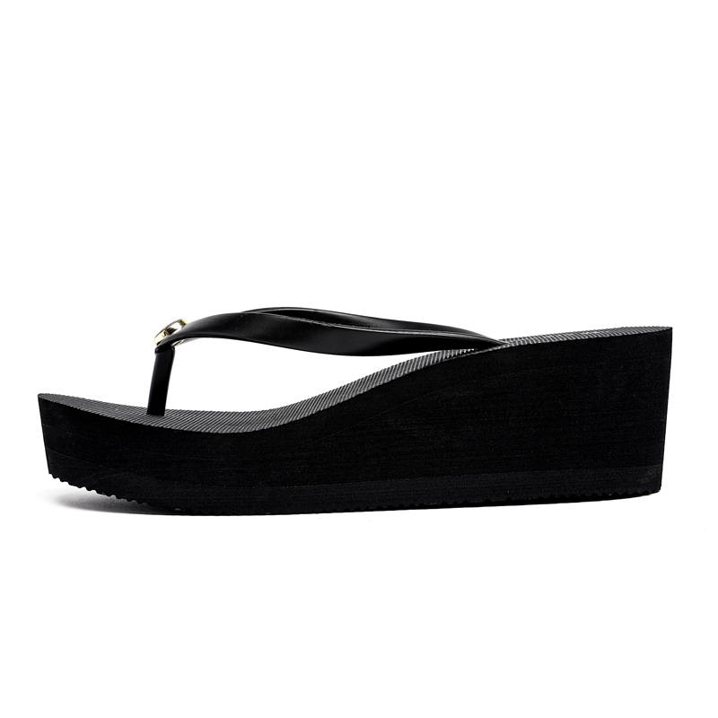 STEVESAM Rubber Sole Abrasion Resistant Slip Resistant Abrasion Resistant Slip Resistant Flip Flops Women's Black