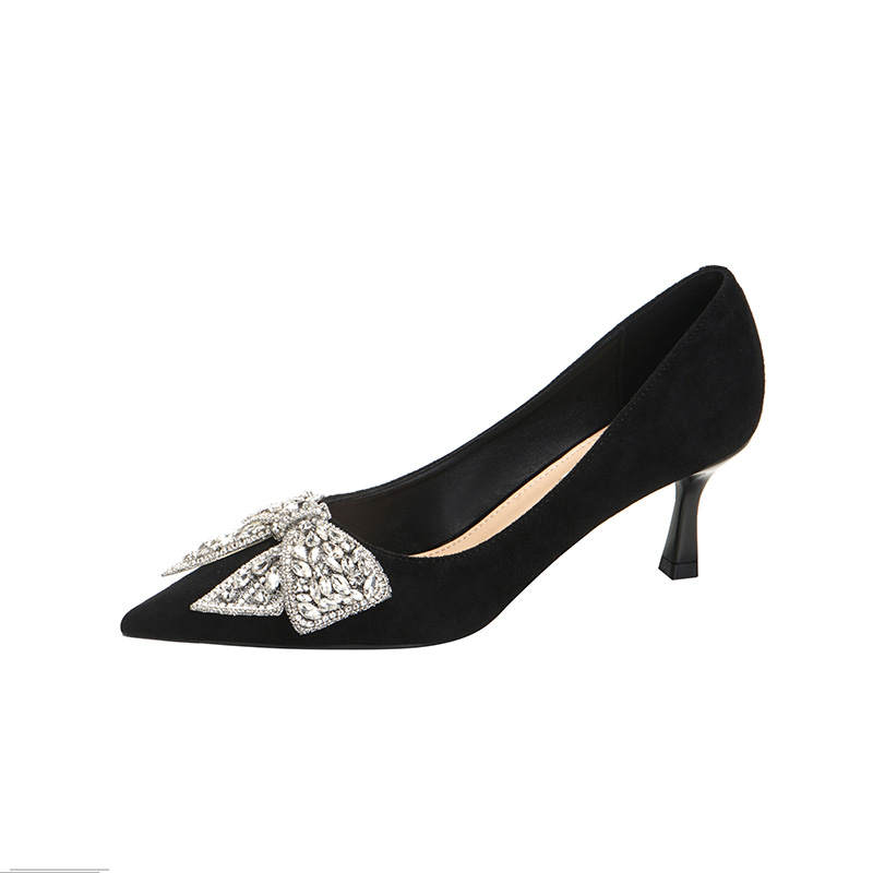 QITUMAUL Suede High Heels Women's Black