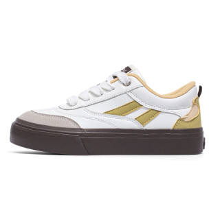 NSTCU Slip Resistant Slip Resistant Low top Skateboard Shoes Women's White Yellow