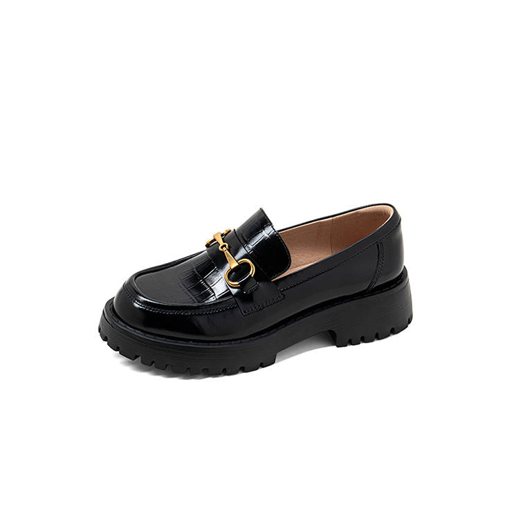 COMELY COMELY Cow Split Leather Loafers 4cm Women's Black