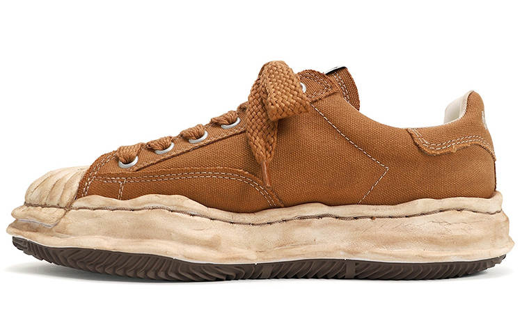 MIHARA YASUHIRO Blakey Dissolve Shoes Canvas Low top Low top Stylish Skateboarding Shoes Men's Brown Distressed