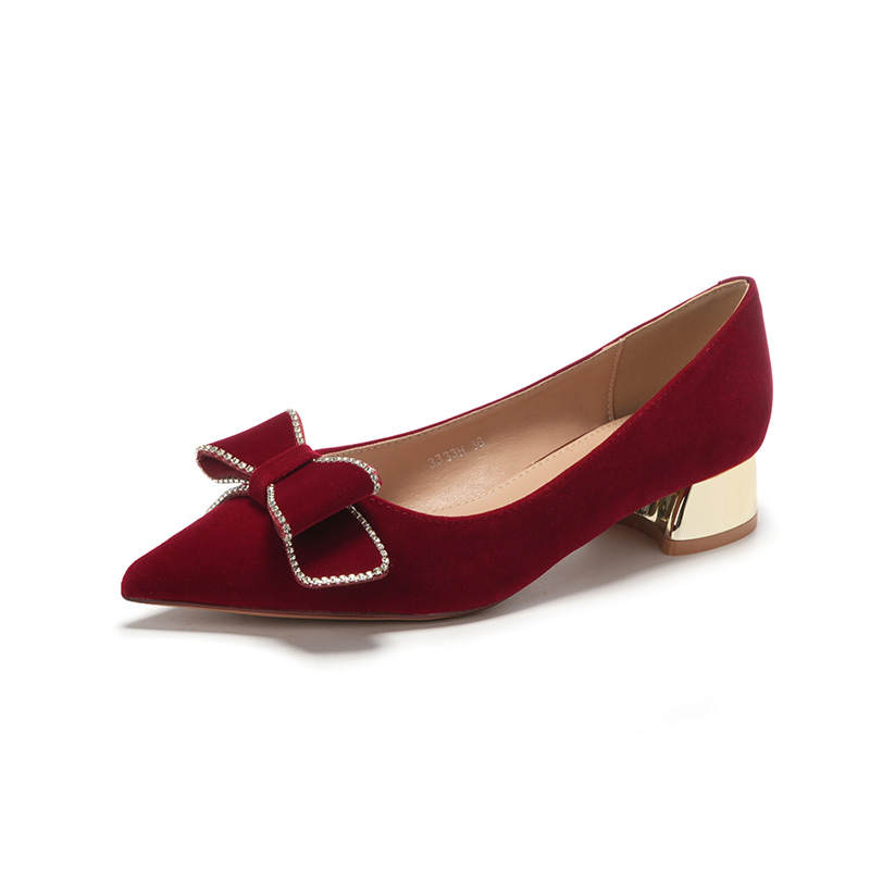 QITUMAUL Suede High Heels Women's Red