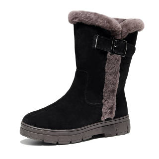 GUOLUOFEI Cow Suede Thermal Short Snow Boots Women's