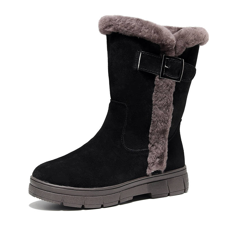 GUOLUOFEI Cow Suede Thermal Short Snow Boots Women's