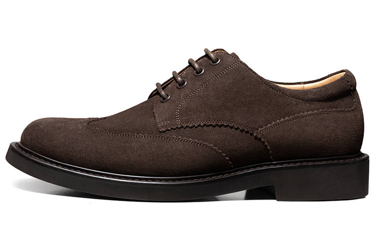 THOM WILLS British Business Round Tip Derby Shoes Old Money Style Casual Shoes Men's Dark Coffee