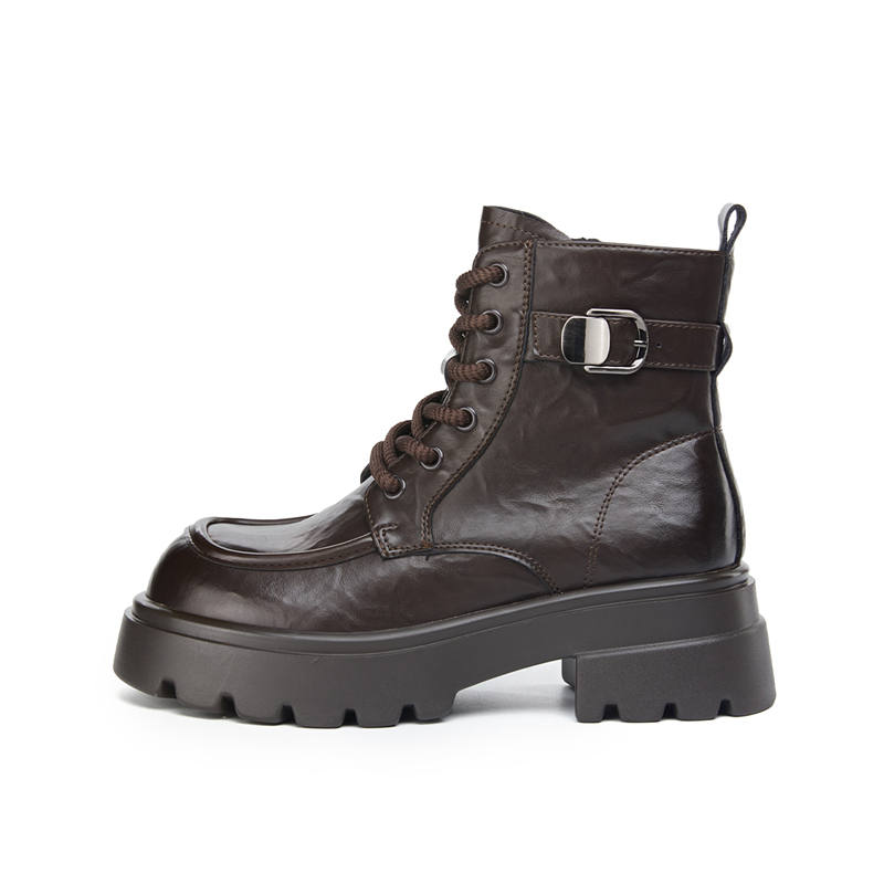KEKAFU Synthetic Leather Short Combat Boots 5.5cm Women's
