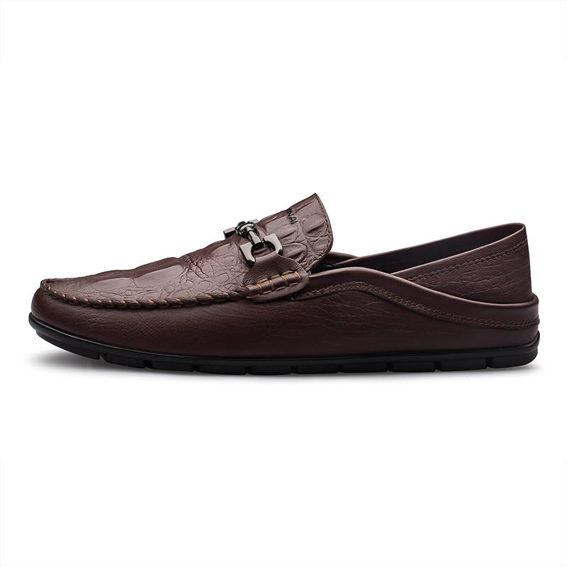 WENNAI Cow Split Leather Gommino Loafers Men's Brown