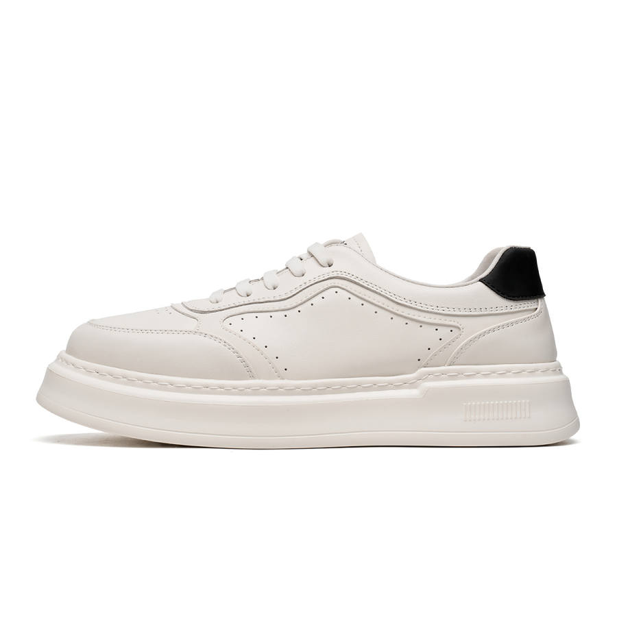 C°BANNER Cow Leather Low top Skateboard Shoes Men's White Black