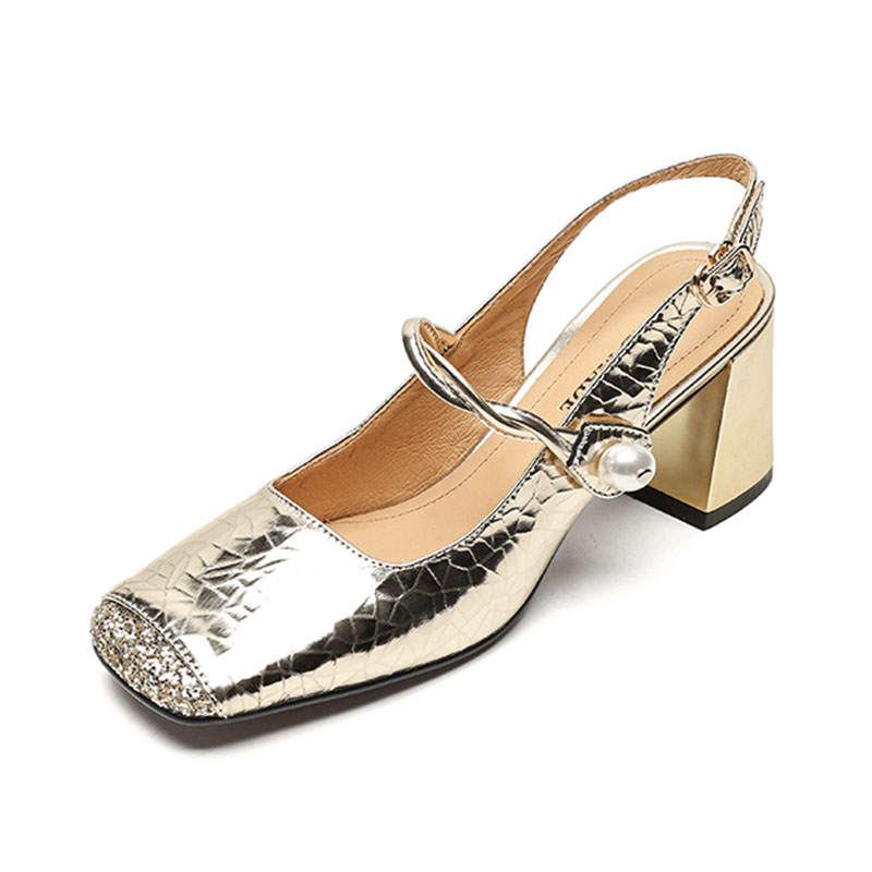 Echo&yolo Sheepskin One Strap Sandals 7cm Women's