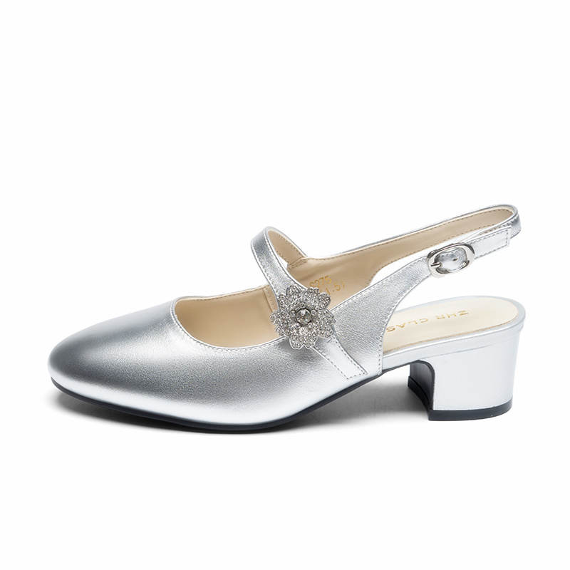 ZHR Cow Leather Block Heel Mary Jane Shoes 4.5cm Women's