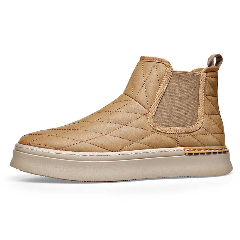 KAQIAODI Cow Split Leather Crew Chelsea Boots Men's