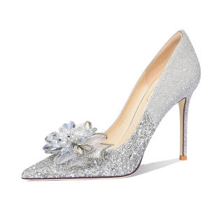 Holy Rose Slim Heel Commemoration High Heels Women's Silver