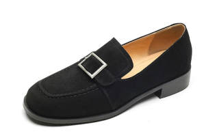 BETSY Cow Suede Loafers 3cm Women's Black