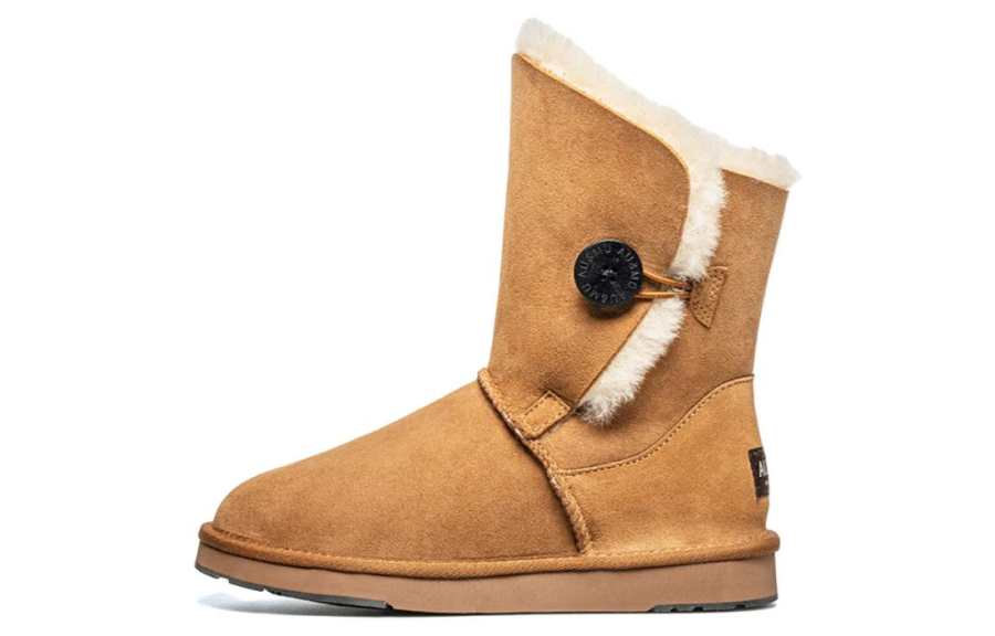 AU&MU Thermal Slip Resistant Thermal Slip Resistant Crew Snow Boots Women's Chestnut