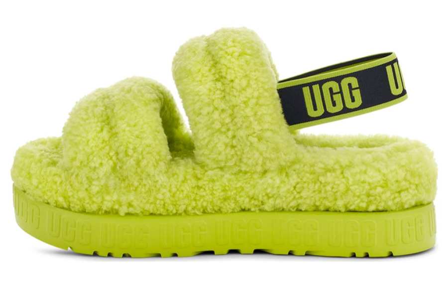 UGG UGG Fluff Shearling Fuzzy Slippers Women's Lime
