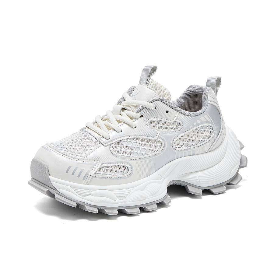 La Chapelle Slip Resistant Abrasion Resistant Low top Chunky Sneakers Women's Silver