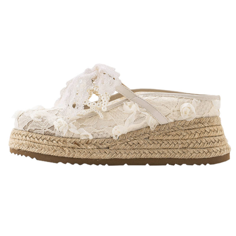 MIAOLV Rubber Sole Abrasion Resistant Slip Resistant Quick Dry Closed Toe Slippers Women's Ecru