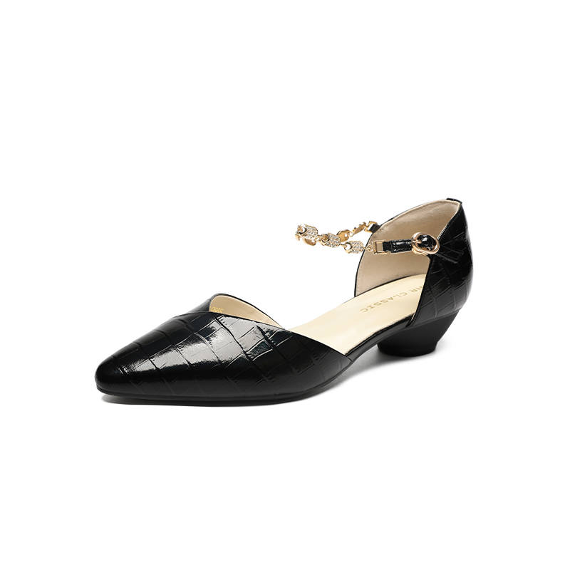 ZHR Cow Leather Cone Heel High Heels Women's