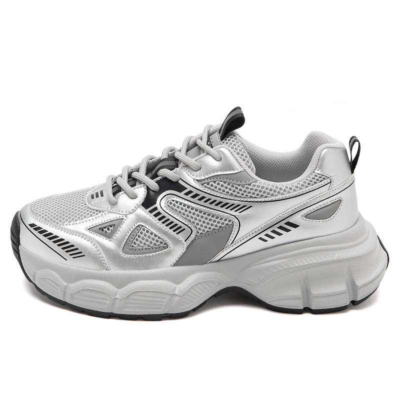 AGSDON Fabric Low top Chunky Sneakers Women's Silver