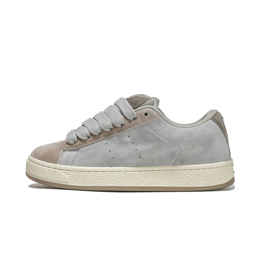 FERW Mist Stream Cow Split Leather Coverage Slip Resistant And Breathable Low top Skateboard Shoes Unisex Beige Brown