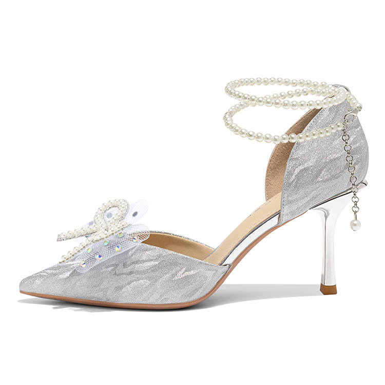Ainer-cat Ainer cat Slim Heel High Heels 8cm Women's Silver
