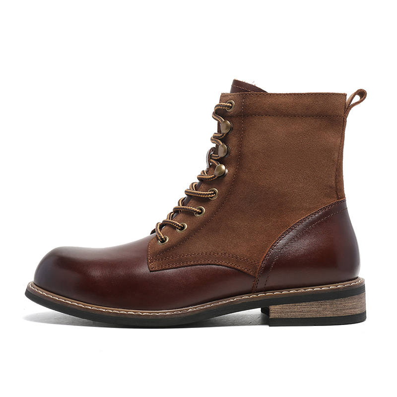 WEISHIBANGWEI WEISHIBANGWEI Top Grain Cow Leather Short Combat Boots Men's
