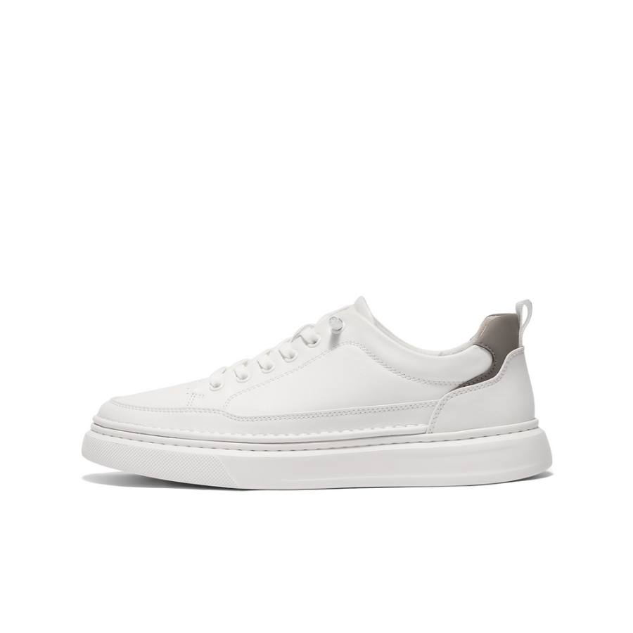 BELLE Cow Leather Low top Skateboard Shoes Men's White/Gray