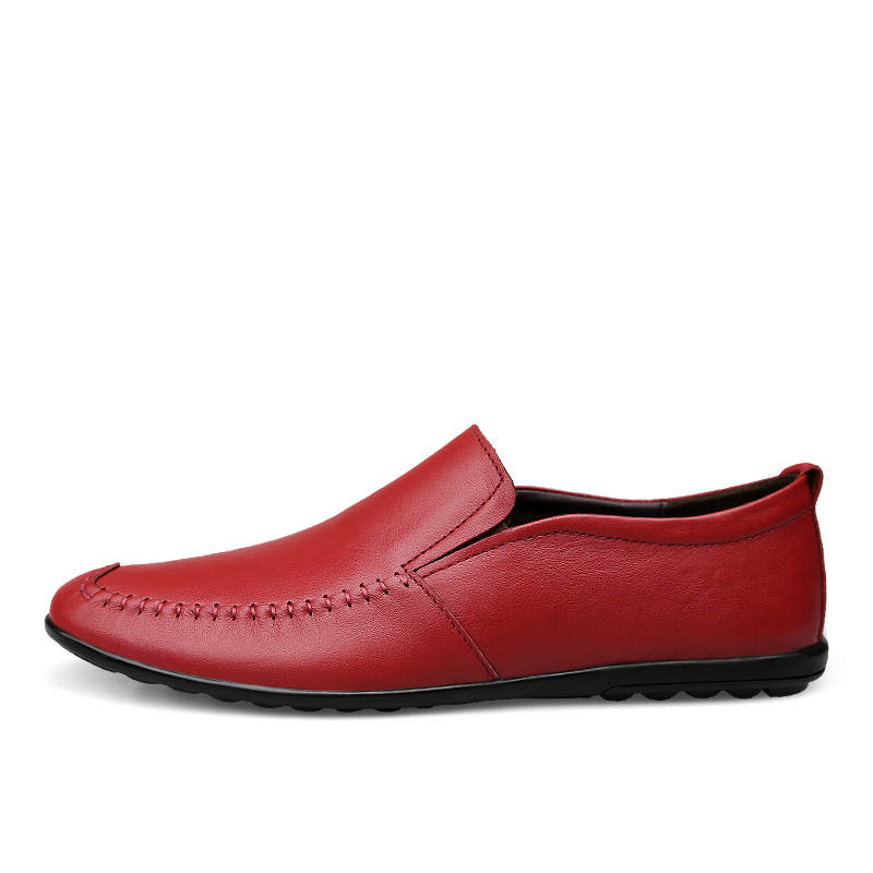 YINGLUNQISHI Top Grain Cow Leather Casual Shoes Men's Burgundy