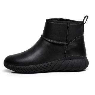 GUOLUOFEI Thermal Slip Resistant Thermal Slip Resistant Short Snow Boots Leather Upper Smooth Finish Wool Ankle Boots