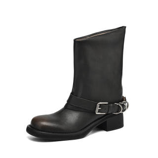 YIKEFEI Split Cow Leather, Top Grain Cow Leather Ankle Boots 5CM Women's