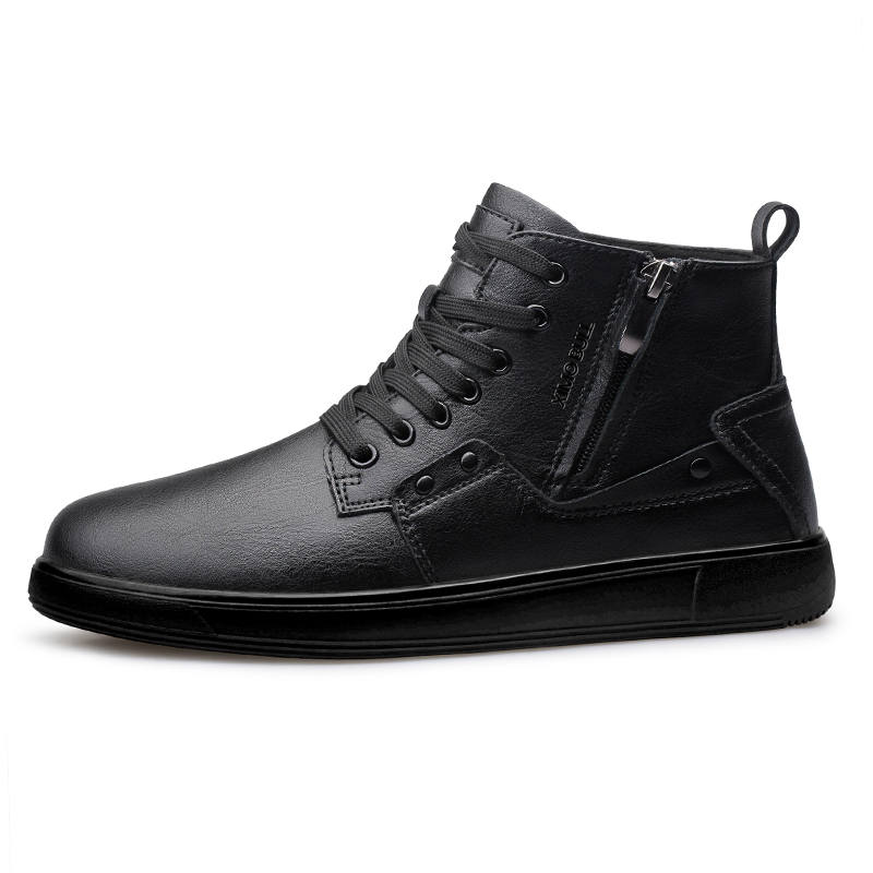 XIMO BULL XIMO BULL Cow Leather Short Combat Boots Men's Black