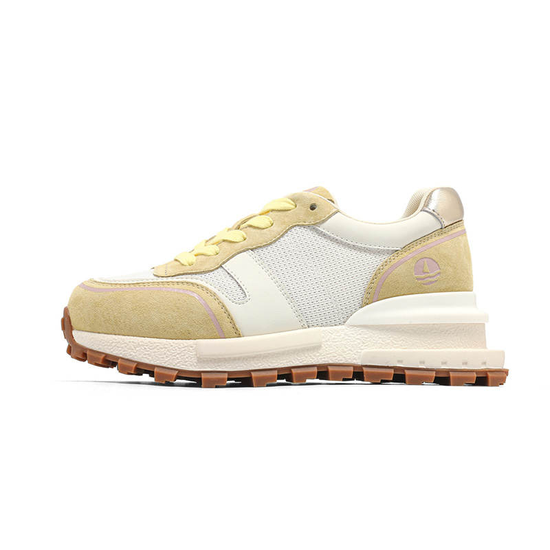 NAVIGARE Small Sailboat Mesh Height Increasing Low top Casual Shoes Women's Light Yellow White